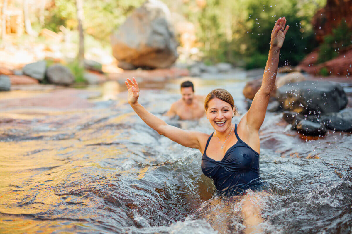 People enjoying Slide Rock in Sedona