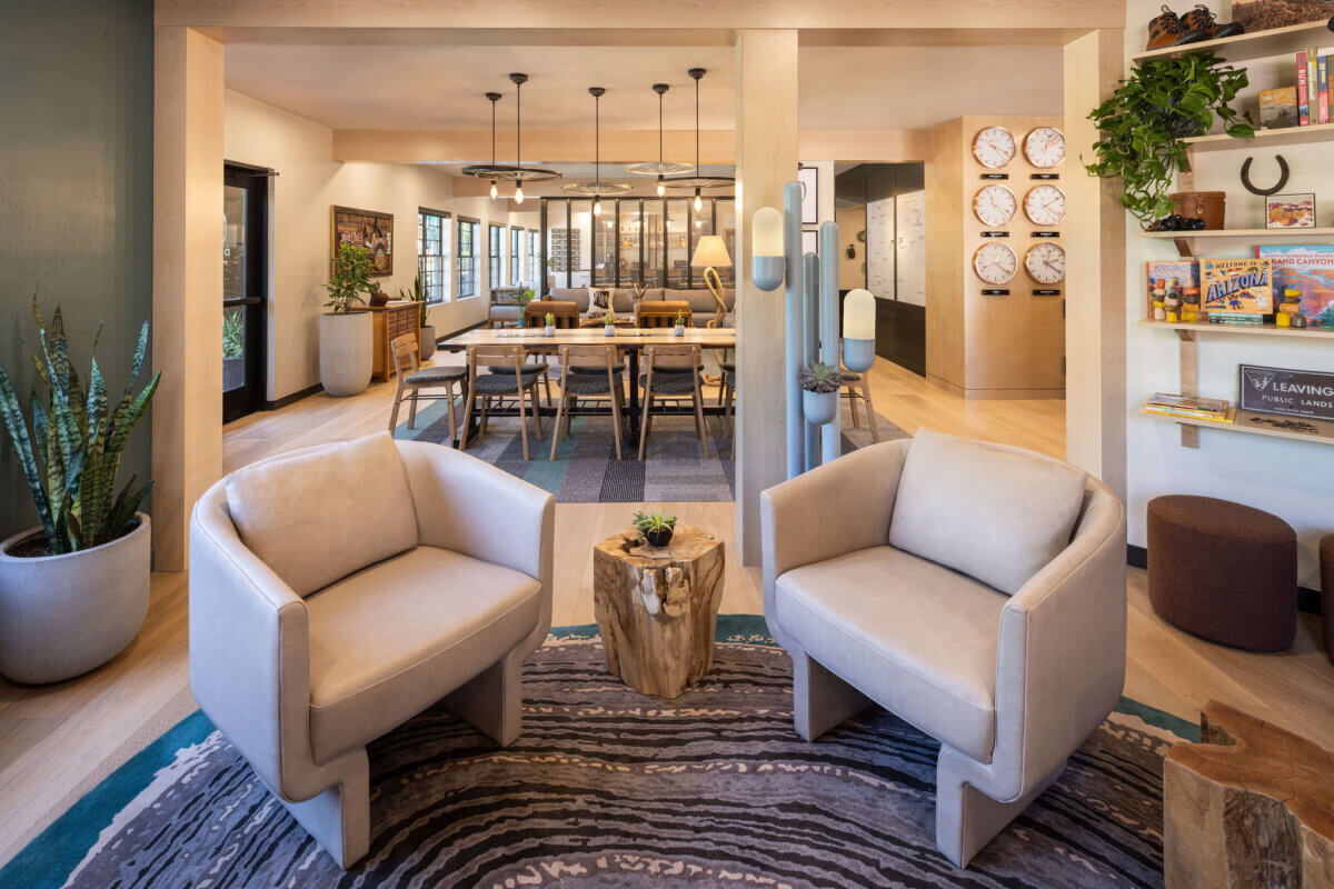 Lobby sitting area at Mountain Modern Sedona